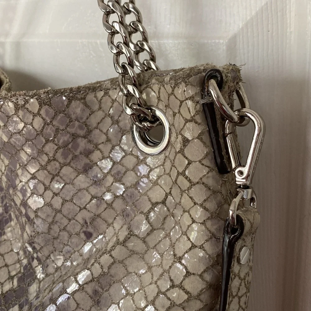 Michael Kors Bag Jet Set Chain Snakeskin Gather Shoulder Tote Crossbody Bag - Picture 4 of 14